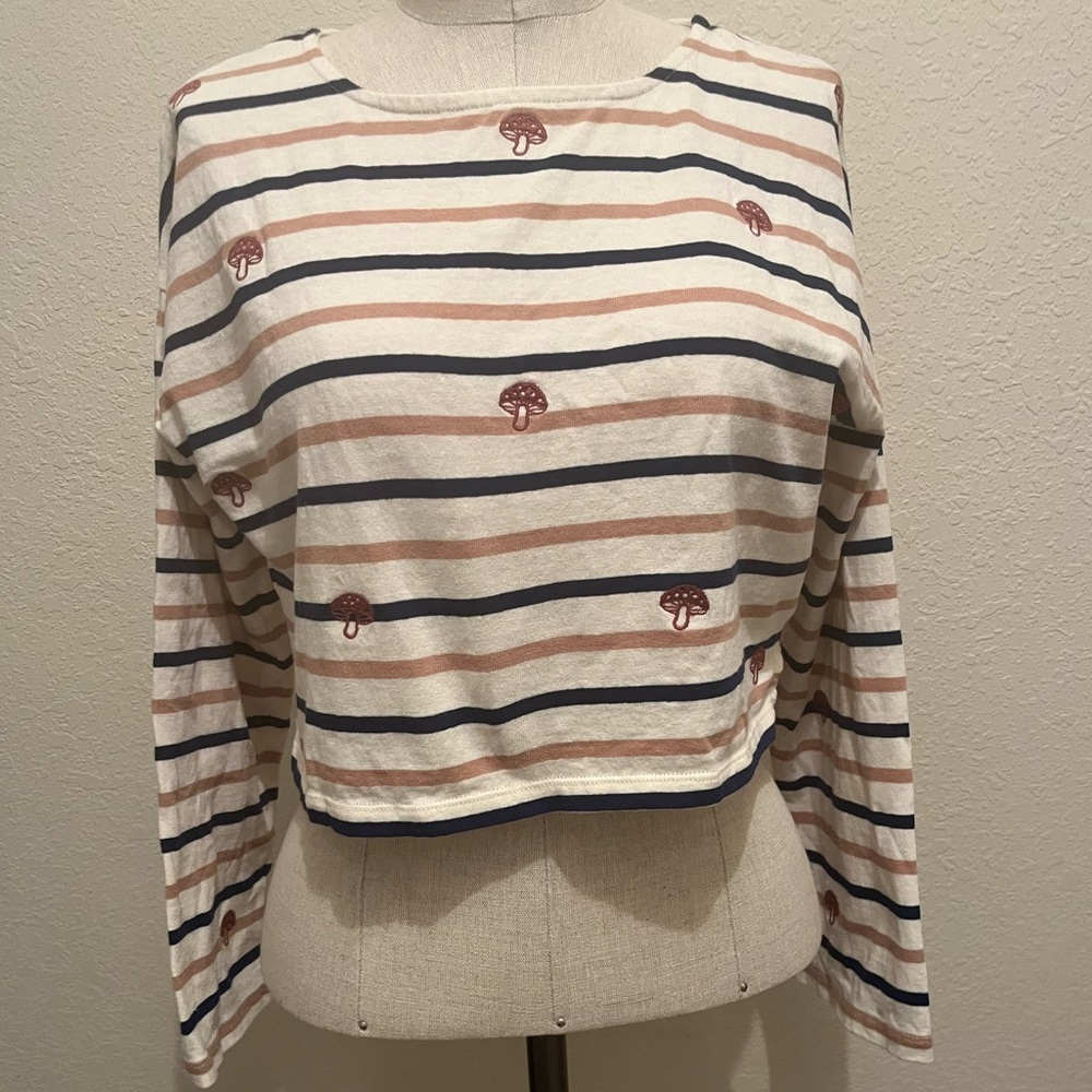 Madewell embroidered mushroom top